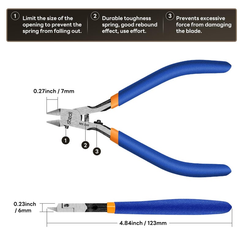 ستيدي stedi Model Nipper Sprue Cutter مع شفرة واحدة رفيعة للغاية وكماشة هواية زنبركية صلبة لإصلاح جاندام نموذج بلاستيكي ونموذج مصغر برتقالي - Image 5